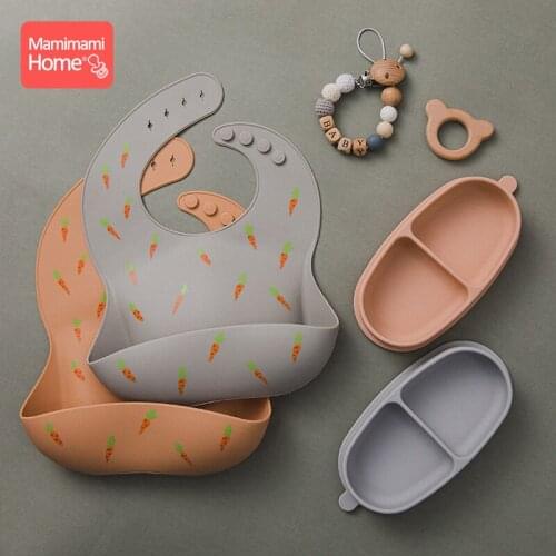 5pc Silicone Bibs Baby Feeding Saliva Towel Waterproof Silicone Bandana Bibs Feeding Burp Cloth Drooling Scarf Childrens Goods