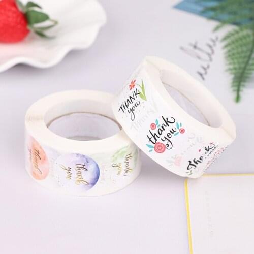 500* Thank you stickers Round floral business gift stickers Handmade elaborate love labels