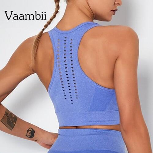 Black Open Back Gym Top With Cups Womens Solid Sports Top Pitted Wide Straps Seamless Bra Without Bones Mesh Bras For Women