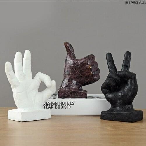European Resin White Gesture Ornaments Creative Antique Crafts Abstract Art Living Room Office Decoration Home Decoration Gifts