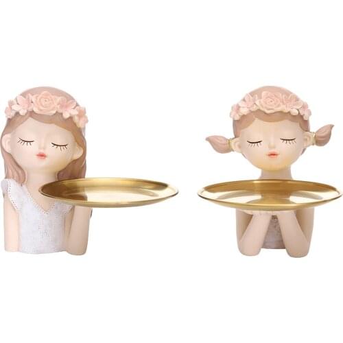 Girl Figurine Statue Storage Tray Kids Room Entrance Party Decor Gifts