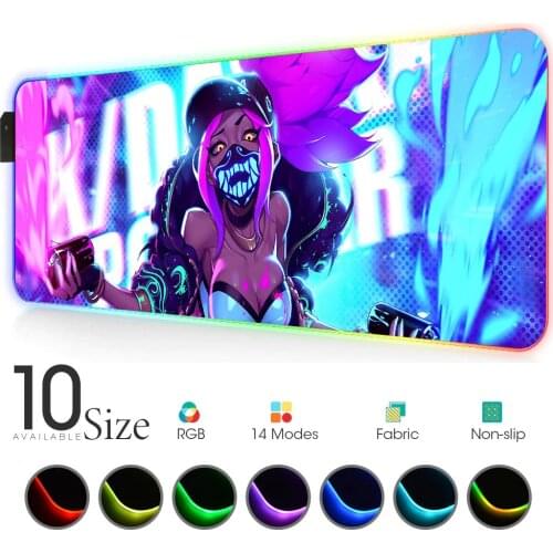 Gaming Mouse Pad Rgb Sexy Akali Mousepad XXL Gamer Notebook Led Backlit Keyboard Mat USB Gaming Accessories Mouse Pad Anime Desk