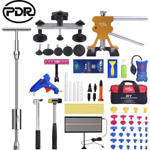 PDR Tools DIY Paintless Dent Repair Auto Repair Tool Car Body Repair Kit LED Lamp Reflector Board Dent Puller Kit EU Glue Gun