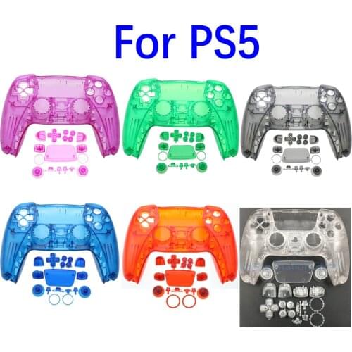 JCD 1Set Translucent colour Cover For Playstation5 Protective Shell Case Cover+Full set Button Key for PS5 Console Accessories