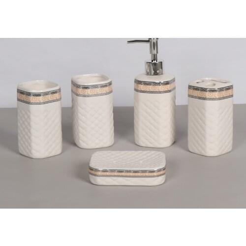 WSHYUFEI Ceramic bathroom kit Five piece set Couple mouthwash cup Lotion Dispenser Toothbrush Holder Cup Soap Dish Home Decor