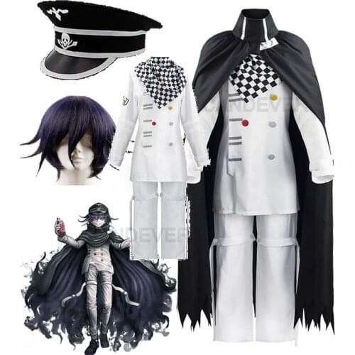 Anime Danganronpa V3 Killing Harmony Kokichi Ouma Cosplay Costume With Wig Cloak Cosplay Outfit Full Set Halloween Party Costume