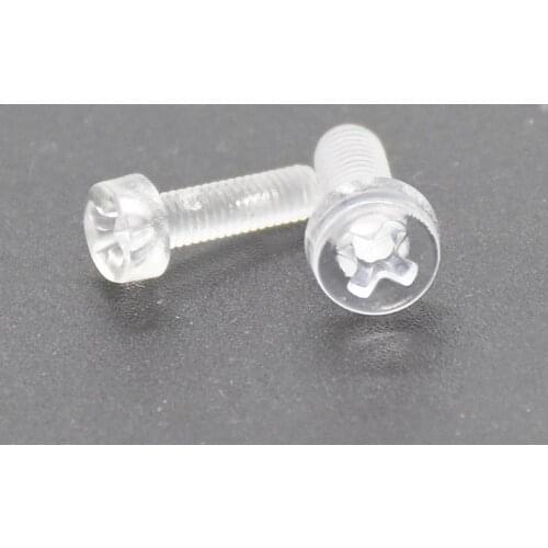 M3 M4 M5 M6 Acrylic Screws Nylon Round Head Phillips Cross Transparent Screws Length 3-16mm