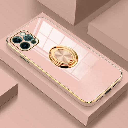 Soft Silicone Case For iPhone XR 12 11 Pro Max XS Mini XR 7 8 Plus iPhone11 iPhoneXR 7Plus 11Promax Cover With Ring Holder Stand