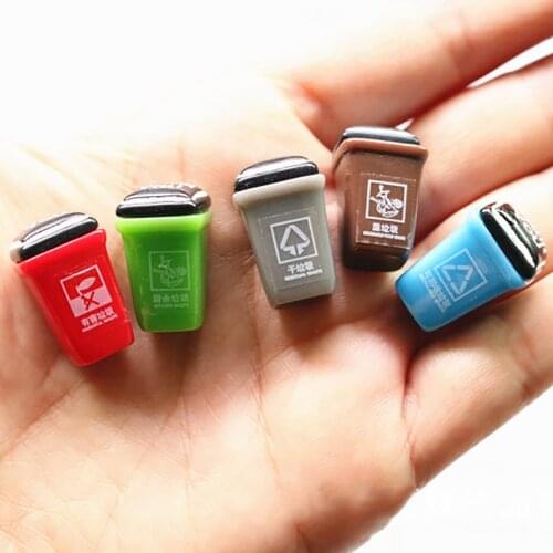 5pcs 1/12 Scale Dollhouse Miniatures Trash Can Mini Furniture Dollhouse Decor Kitchen Accessories Toys