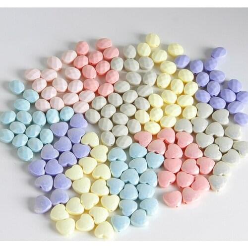 10Pcs Ins Trendy Cute Candy Color Heart Round Beads For DIY Making Earrings Necklace Loose Beads Jewelry Accessories