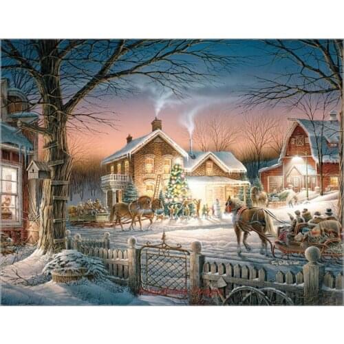 Embroidery Counted Cross Stitch Kits Needlework - Crafts 14 ct DMC Color DIY Arts Handmade Decor - Horse-drawn Sleigh
