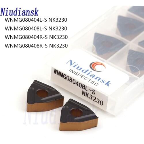 10 Pcs WNMG080404L-S WNMG080408L-S WNMG080404R-S WNMG080408R-S NK3230 100% Original Carbide Insert CNC Lathe Steel Turning Tools
