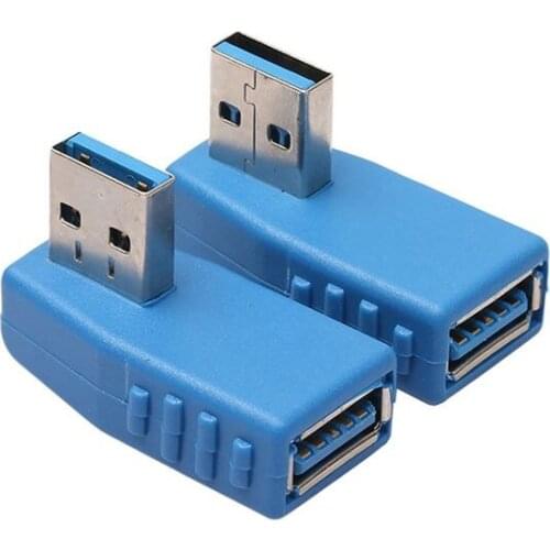 2-Pack, Super Speed USB 3.0 Vertical Left Angle and Right Angle Adapter USB 3.0 Male to Female 90 Degrees dapter Coupler Connect