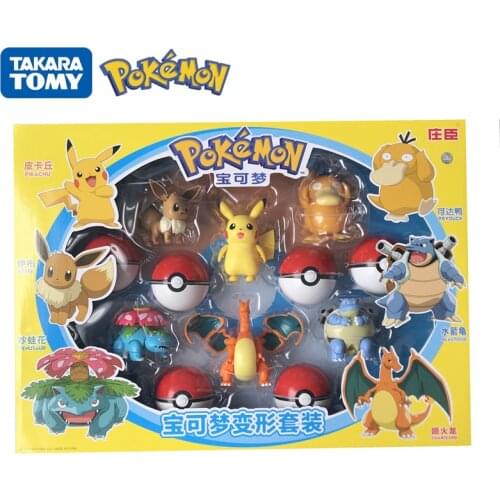 Pokemon toys set Pocket Monster Pikachu Action Figure Pokemon Game Poke Ball Model Charmander Anime Figure Collect Toy Kids Gift