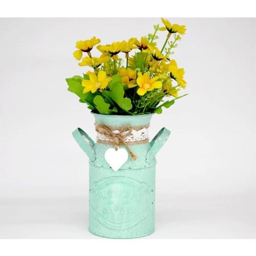 Portable Flower Holder Iron Vase Flower Pot Bucket Planter Pastoral Style Crafts Wedding Table Garden Ornaments Home Decoration
