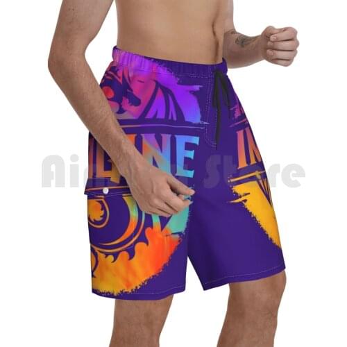 Imagine Colorful Watercolour Graphic Dragon Beach Shorts Men Beach Pants Swimwear Dragon Fantasy Creature Tattoo