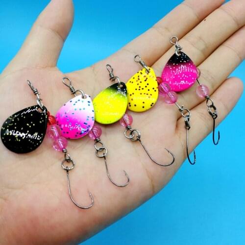 HOOFISH 5pcs/Lot Mini Spoon Spinner Bait 2.3g Artificial Wobblers CrankBaits with Single Hook Jig Sequin Lure Fishing Tackle