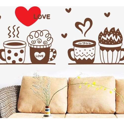 Removable Creative Wall Decorative Environmentally Friendly Cartoon Coffee Shop Cute Kitchen Wall Stickers