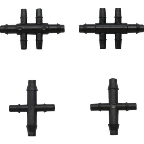 4/7mm To 3/5mm Hose Barbed Straight 4-Way Garden Water Pipe Splitters Garden Lawn Irrigation Connection Fittings 20 Pcs