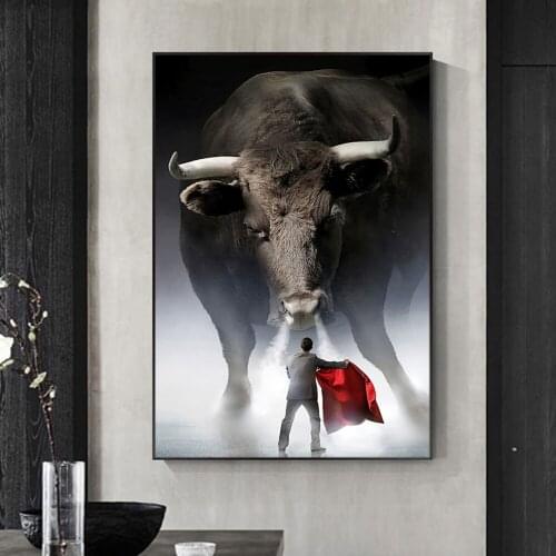 Modern Animal Wall Art Poster And Prints Canvas Painting Home Decor Matador Bull Fight Art Picture No Frame For Home Living Room