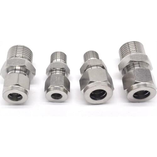 Steel Straight Conversion Adapter Fittins 304 SS Pipe Fitting Tube DSJ-M,YDF-LOK,LOK, Ferrule Connector 1/8 1/4 3/8 1/2