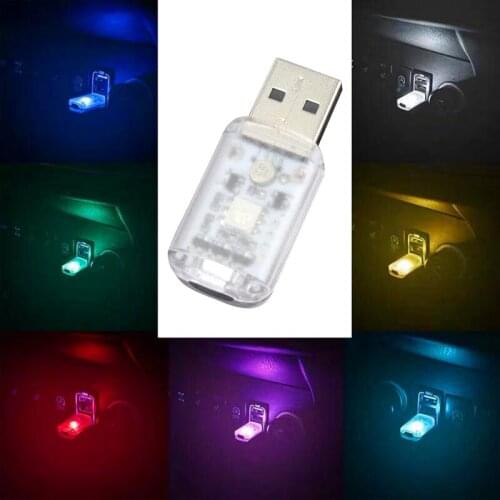 LED Colorful Light Car Light USB Portable Night Light Car Atmosphere Light Interior Wireless Neon Light Romantic Decoration