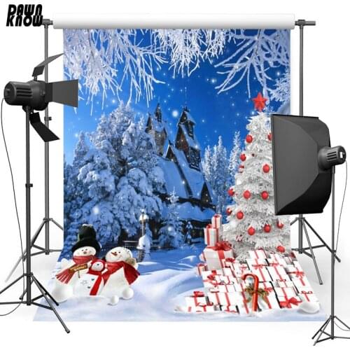 DAWNKNOW Christmas Tree Vinyl Photography Background For Baby Snowman Photo Shoot Backdrop For Christmas Photo Studio L877
