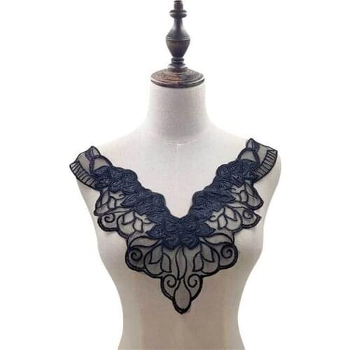 1 Pcs Organza Embroidery Flower Fake Lace Collar Sheer Lace Neckline For Wedding Bridal Dress Summer Dress Baby Sweater
