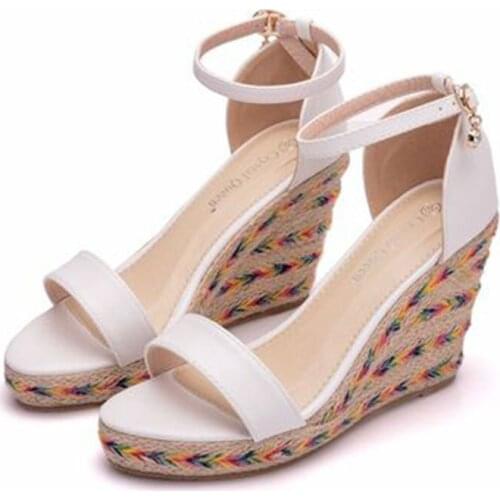 Womens fashion sandal fish mouth wedges with large size buckled sandal waterproof platform breathable