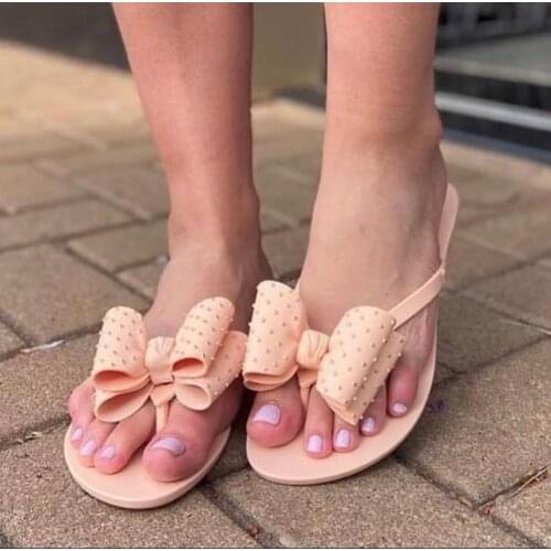 Melissa Jelly Slipper Candy Colors Bow Women Sandals 2021 Fashion Women Jelly Shoes Flip Flop Melissa Beach Shoes Lady Shoes