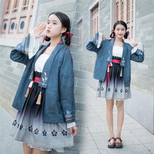 Woman Japanese Style Kimono Dress Elegant Spring Embroidery Haori Coat Traditional Party Cosplay Costume Vintage Outfits