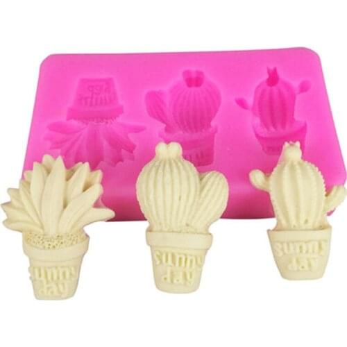 1PC Cactus Shape Silicone Lace Cake Mold, Decorating Baking Tools Soap Clay Fimo Mold Gum Paste Chocolate Moulds