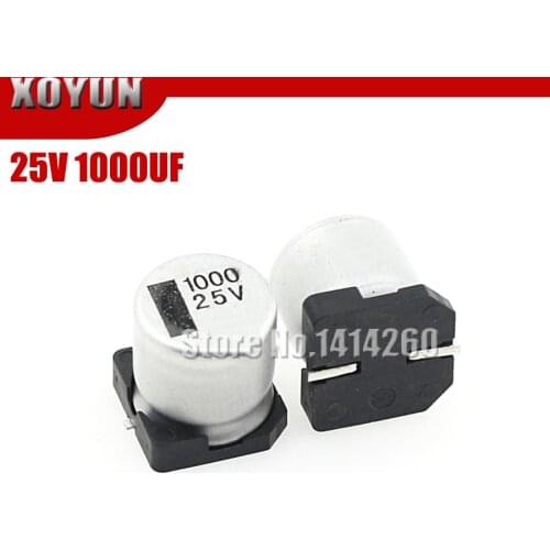 10PCS Electrolytic capacitor 25V1000UF 12*13mm SMD aluminum electrolytic capacitor 1000uf 25v