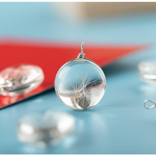 18# Alloy Hook Flat Ball Glass Dried Dandelion Inside Ball Jewelry Findings components #IY529