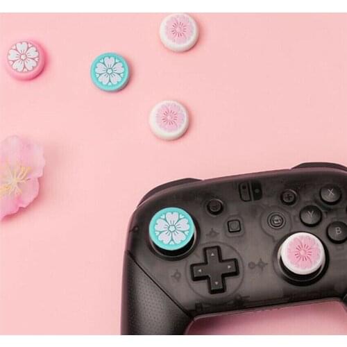 4Pcs Cherry Blossoms Sakura Thumb Stick Grips Caps Cover Silicone Rocker Caps For Switch Pro PS4 Xbox One Controller