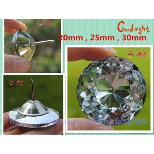 50 pcs Redbud Crystal Buttons with Nail Diamond Upholstery Sofa Headboard Buttons Wall Decor 20mm, 25mm, 30mm Wholesales