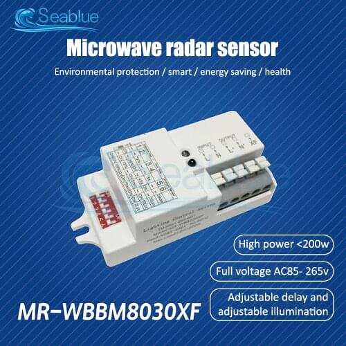 AC 110V 220V Adjustable Microwave Radar Sensor Switch Body Motion Detector Delay Relay switch LED Light Sensor Switch 2-2000Lux
