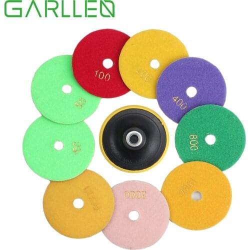 GARLLEN 10 pcs 4'' 50-6000 Grits Diamond Polishing Pads Diamond + Resin Powder Polishing Pads for Stone Glass Ceramics Polishing
