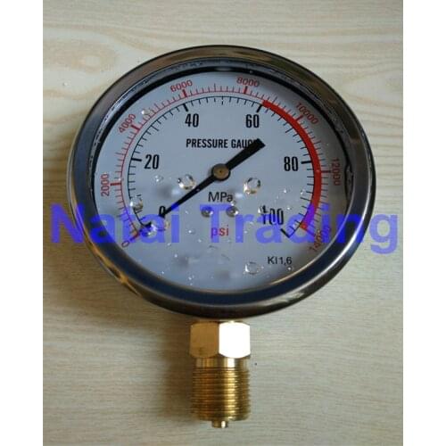 Free Shipping! silicone oil filled Stainless Steel Manometer 100Mpa Pressure Gauge Meter 1000bar
