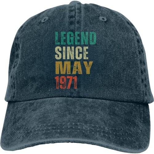 Adjustable Solid Color Baseball Cap Legend Since May 1971 50th Birthday Gift Washed Cotton 50 Years Old Sports Woman Hat