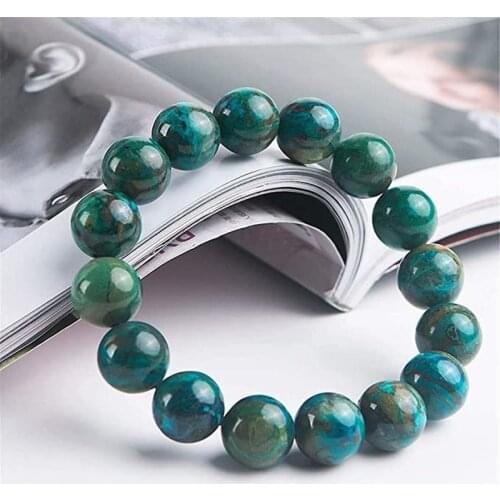 Chrysocolla Malachite Bracelets For Women Men Natural Stone Beads Bracelet Round Shape Diabetes Relief Bracelet Jewelry Gift