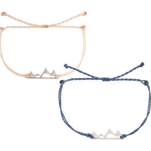 Summer handmade stainless steel Mountain Indigo charms friendship bracelet adjustable waterproof string bracelets for women