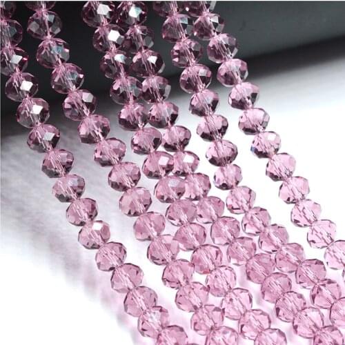 Solid Light purple Colors 4*6mm Rondelle Austria faceted Crystal Glass Beads Loose Round Beads for Jewelry Making