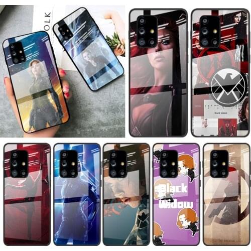 Tempered Glass Cover Marvel Avengers Black Widow For Samsung Galaxy A91 A81 A72 A71 A52 A51 A41 A31 A21S A11 A01 Phone Case