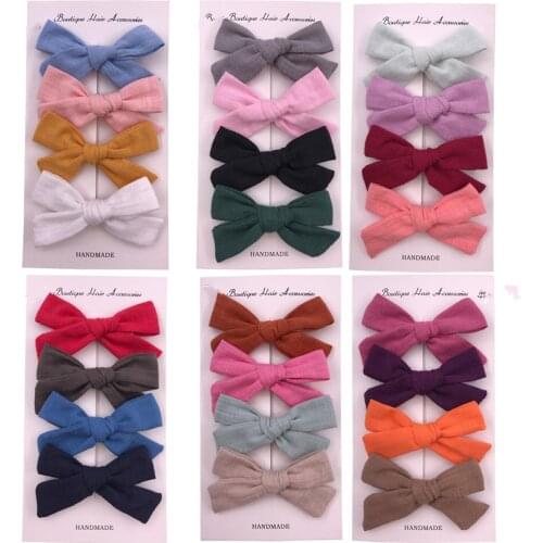 4pcs/Lot Cotton Bow Baby Hair Clips Set For Girls Baby Hairpins For Girls Toddler Pins Kids And Clips Barrettes Hair Accessories