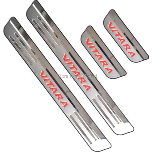 For Suzuki Vitara 2015-2017 2018 2019 Stainless Door Sill Kick Scuff Plate Guard Pedal Protectors Trim Car Styling Accessories