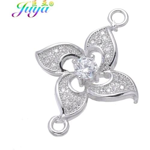 Wholesale Jewelry Findings Supplies Decorative Flower Charm Connectors Accessories For Women Charm Bracelets Earrings DIY Making