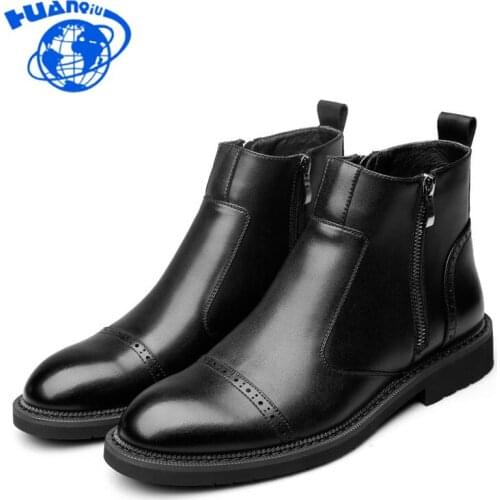 HUANQIU 2018 Spring New Leather Mens Boots Vintage Round Scalp Boots Youth Leather Boots Mens Shoes Wyq239