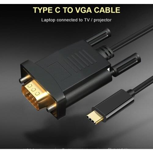 Type-C To VGA Cable 1.8M 1080P For Type-C To VGA Cable For Samsung Galaxy Plus/S9 Plus/Note 8 For TVs Monitors Projectors