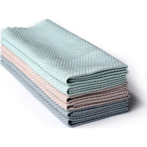 3Pcs Fish Scale Cloth Kitchen Dish Cleaning Cloth Dishcloth Multipurpose Strong Water Absorbent Reusable Fish Scale Rag Cloth